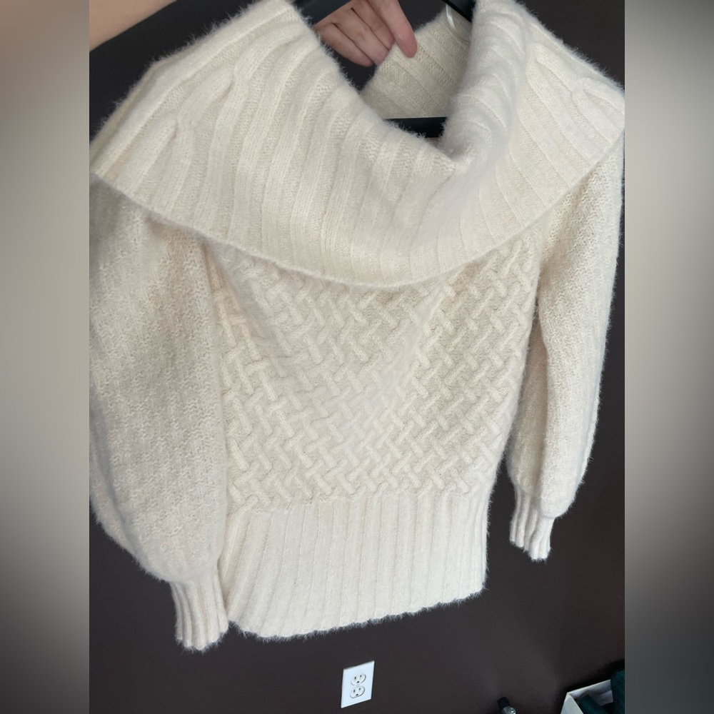 Anthropologie off shoulder cream sweater size L